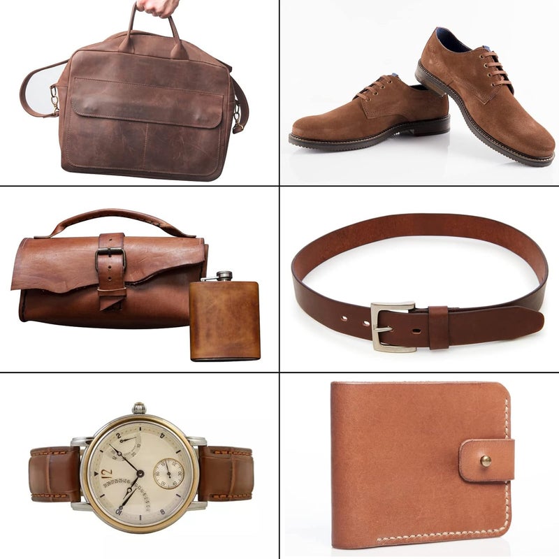 TeeLiy Genuine Leather Tooling Sheets 1.8-2.0MM Thick Full Grain Oil Tan Crazy Horse Cowhide Tooling Leather Sheets for Crafts Tooling Sewing Wallet Earring Hobby (Brown, 6"x12") - Image 4